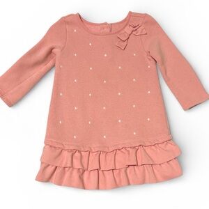 Gymboree Pink Ruffle Dress 18-24M Toddler Girl Bow Long Sleeve